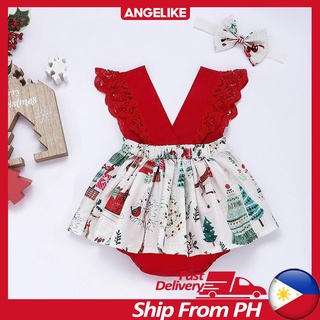 Christmas Dress For Baby Girls 1 Year Old Clothes For Toddler Girl White Red Romper Headband Set