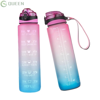 1L Water Bottle with Straw Time Marker Tritan BPA Free Sports And Fitness Kettle Outdoor Gym
