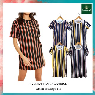 Cotton Spandex Vertical T-Shirt Dress - Medium to Large Size