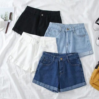 Sexy high-waisted denim shorts maong jeans loose Korean style hot summer beach