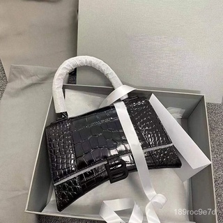 Bag2021Fashion NewbHome High Version Women's Bag Crocodile Pattern Hourglass Bag Genuine Leather Sho