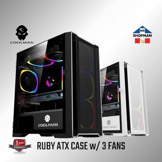 Coolman Ruby Black / White w/ 3 RGB Fans MATX Desktop Computer PC Case