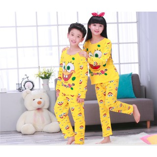 Boy Girl Long Sleeve Sleepwear Kids Nightwear Spongebob Pajamas Pyjamas Outfit