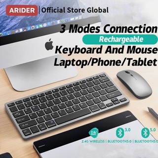 ARIDER Rechargeable Office Wireless / Bluetooth Keyboard and Mouse Set