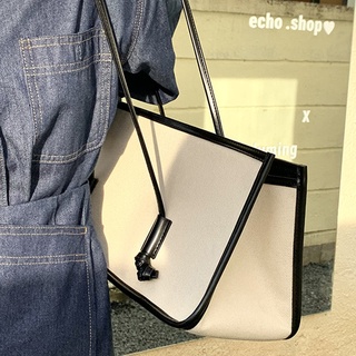 New Korean Fashion Canvas Tote Bag Women's Shoulder Bag Leisure Large-capacity Commuter Bag Underarm Bag (2)