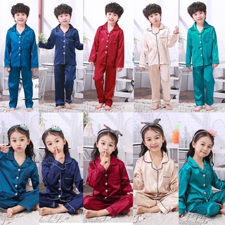 Kids Sleepwear Boys Girl Silk Satin Pajamas Set Baby Kids Nightwear Home Wear