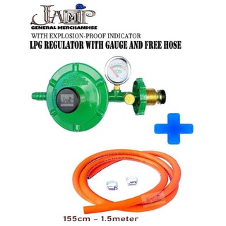 LPG Regulator with Gauge and Hose 1.5 m safe for fire explosion COD By JAMPB
