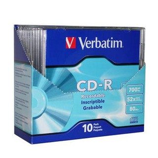 Verbatim CD-R 700MB 52X 80mins Blank CD with Slim Jewel Case ( 10pcs / pack)