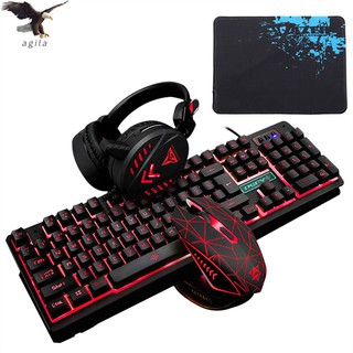 Agila Keyboard K59 4in1 Wired Mechanical Feel Gaming Keyboard Mouse Game Headset Mouse Pad Set