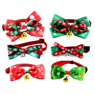 5/10/20Pcs Christmas Pet Bow Tie Collar With Bell Puppy Cat Dog Bow Ties Adjustable Collar Xmas Pet