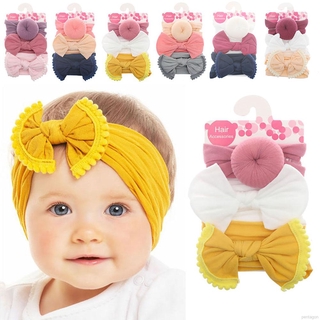 【Ready Stock 】3Pcs Baby Bowknot Headbands Girl Cute Elastic Headband Party Hair Bands Headwear Accessories Headdress