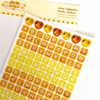 [Pearly Button] Clear Alphabet beads sticker-YellowOrange