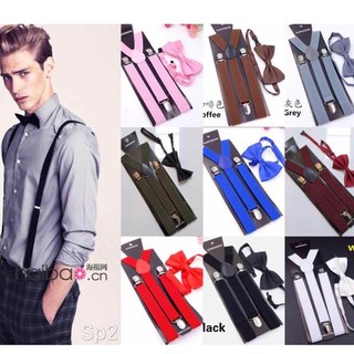 EMS fashion Unisex Adjustable Suspender Adult With Bow Tie