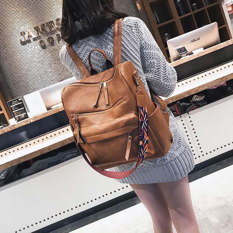 New retro casual large capacity soft leather backpack