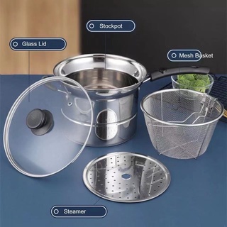 ™Pasta Pot Cooking Noodle Pot Stainless Steel soup Pan steamer Fryer Pasta home Induction cooker