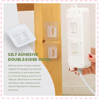 Double-Sided Self Adhesive Power Strip Fixator Wall Hanger Transparent Sucker Hook Wall Hooks H