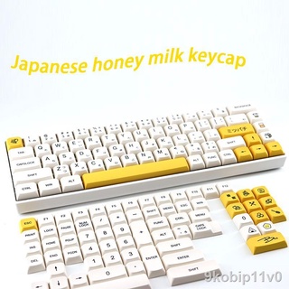 △☫Honey Milk Theme Keycaps Japanese Sublimation PBT Keyboard Keycap XDA Profile 137Key Milk White Me