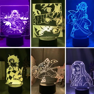 3D Lamp Demon Slayer Night Lights Kamado Tanjirou Nezuko Acrylic LED Lighting USB 7 Colors Gift Remote