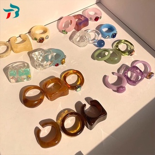 3Pcs/set Korean Resin Ring Colorful Acrylic Jelly Ring Women Jewelry AccessoriesSunton BT