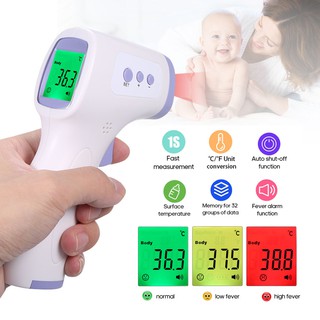 【Ready Stock 5000pcs】F & H Non-contact IR Infrared Thermometer Forehead Temperature Measurement LCD Three Colors Backlight Digital Display ℃/℉ Accuracy ±0.2℃ (1)