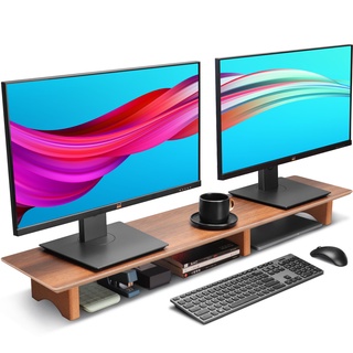 Wooden Desk Monitor Stand Support Bracket Riser Universal Computer Laptop Wood Stand Organizer For