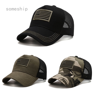 Outdoor Camouflage Mesh Cap Embroidered American Flag Baseball Cap Cap Hip Hop Sports Adjustable Sun Hat