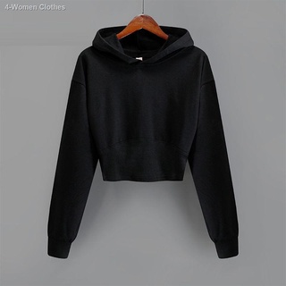 ✱✷100% cotton hooded waist short sweater women s long-sleeved 2021 early autumn new style Korean cas (9)