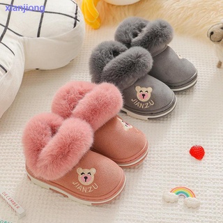 Winter children s warm snow shoes 2021 new men s and women s baby cotton slippers burrs plus veet thick plush shoes