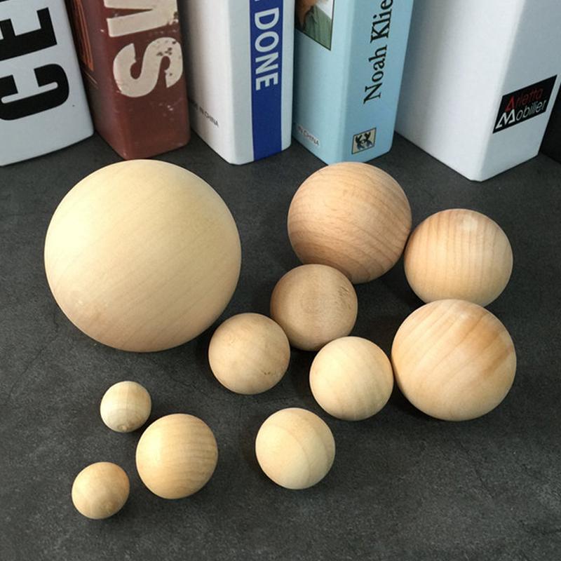 50Pcs Natural Wood Round Ball Hardwood Solid Wooden Ball No Hole Crafts Making