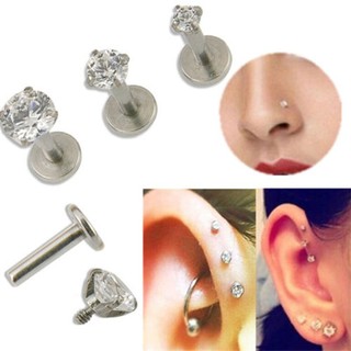 16G Gem Tragus Lip Ring Monroe Ear Cartilage Stud Earring Body Piercing