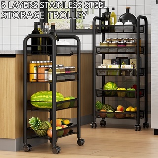 5 layer Bath Rack Bathroom Shelves Rolling Trolley Kitchen Organizer Room Organizer Storage