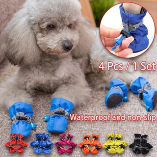 4 Pcs/Set XXS-XXL Portable Pet Dog Shoes Cover Non-slip Waterproof Dog Boots Shoes Anti Slip Waterproof Cat Suppile