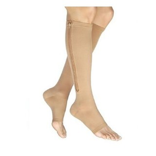 New Unisex Breathable Zipper Compression Knee Socks Leg Support Open Toe