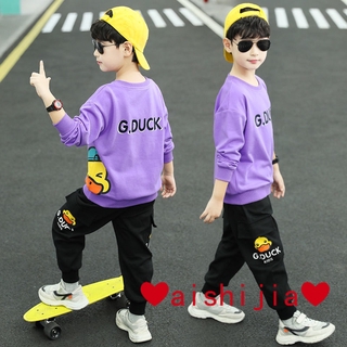 readystock ❤ aishijia ❤【110--160】 Children's Autumn Suit for Boys2020New Korean Style Children's Western Style Spring Sweater Sports Pants Two-Piece Korean Casual Stylish and Handsome Sweater with Long Sleeves Suits
