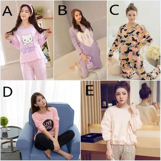 Women Long Sleeve Nightwear Cute Cartoon Sleepwear Set Female Pyjamas
