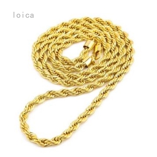 loica 24K Gold\/925 Sterling Silver Twisted Chain Necklace 16-30 inches Luxury Men Women Solid Bride Wedding