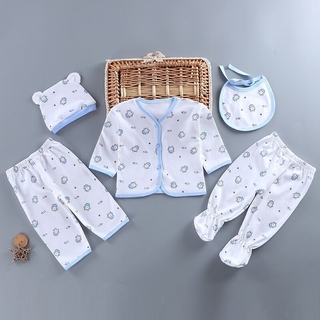 2021 new male and female newborn underwear five-piece baby cotton cartoon suit suitable for 0~1 year old babies