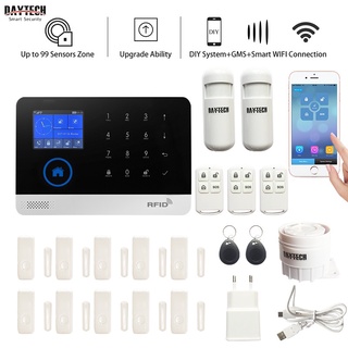 Ready Stock/❀✧Daytech WIFI GSM Alarm System Come With Door Sensor Motion Detector Remote RFID Card
