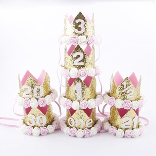 Taoup 1pc One First Birthday Party Hats 1st 2nd 3rd Crown Birthday Hats Number One Party Decors Kids (2)