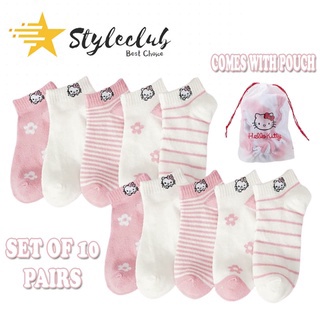 Styleclub Set Of 10 Pairs Hello Kitty Socks Cute Style Printed Socks For Women (1)