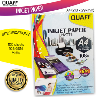 QUAFF / MERRY Inkjet Paper A4 Size 108gsm- for flyers/button pins paper (100 sheets) (1)