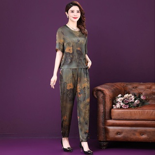 Fashion Ice Silk Xiangyun Yarn Suit Two-Piece Western Style Noble Shirt Suit
