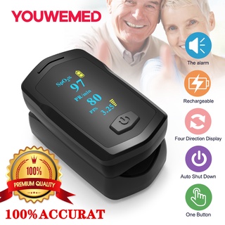 YOUWEMED Rechargeable Oximeter Finger Pulse Oxymeter Fingertip Pulse Oximeter Adult Blood Oxygen Saturation Monitor