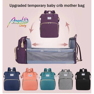 Travel Baby Bag Crib Mommy Bag 2-in-1 Multifunctional Backpack Diaper Bag Crib Mummy Backpack