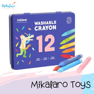 Mideer Washable Crayons Set of 12 - Super Smooth, Bright and Colorful - Art for Kids - Easy to Wash