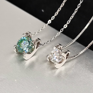 【Ready Stock】♝Real Blue Moissanite Diamond Women Necklace With GRA Certification S925 Sterling Silve