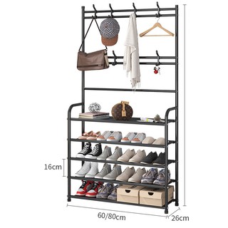 Integrated combination of floor coat rack and shoe rack (8)