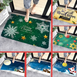 (COD) Christmas Decorations Christmas Mat Christmas Carpet Door Mat Soft Cotton Absorbent Kitchen Bathroom Carpet (1)