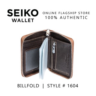 Seiko Wallet Genuine Leather Billfold Original Authentic for Men Women Unisex Black Brown 1604 (1)