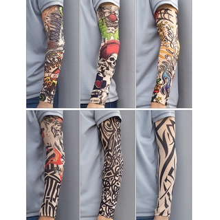 Tattoo sleeves Flower arm tattoo sleeve men and women riding arm driving ice silk hand sleeve seamless sunscreen sleeves